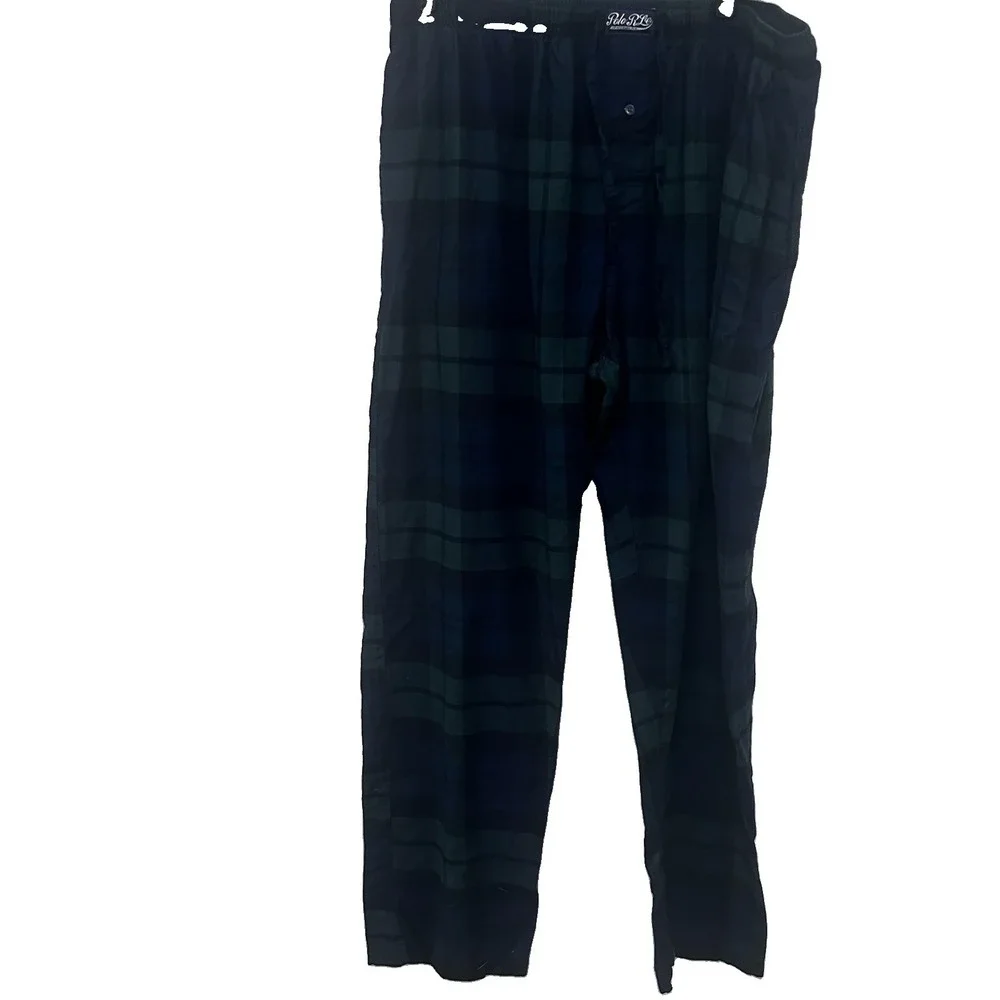 Polo Ralph Lauren Men XL Plaid Flannel Cotton Sleepwear Pants Drawstring Pockets